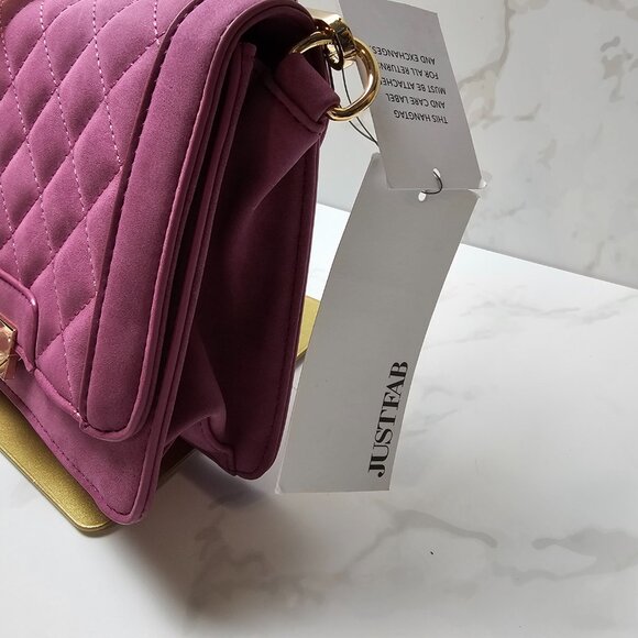 JustFab Plum Purple Quilted Crossbody Handbag NWT - Picture 7 of 9